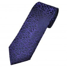 Tresanti Reale Navy Blue & Purple Scroll Pattern Men's Silk Tie