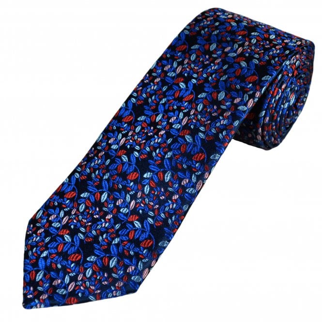 Tresanti Reale Navy, Blue, Red & Pink Floral Pattern Men's Silk Designer Tie