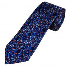 Tresanti Reale Navy, Blue, Red & Pink Floral Pattern Men's Silk Designer Tie