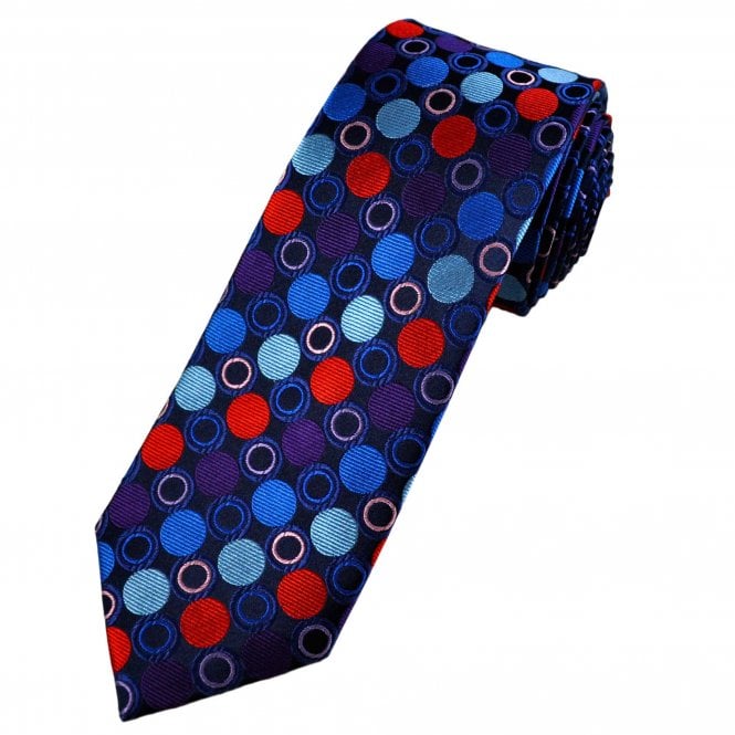 Tresanti Reale Navy Blue with Large Circle & Dot Pattern Silk Men's Designer Tie