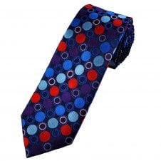 Tresanti Reale Navy Blue with Large Circle & Dot Pattern Silk Men's Designer Tie