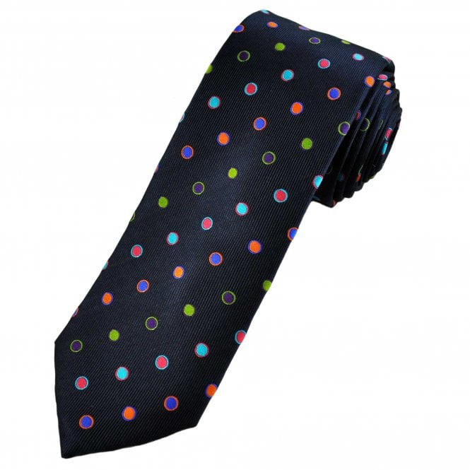 Tresanti Reale Navy Blue with Multi Coloured Spots Pattern Silk Men's Designer Tie