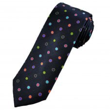 Tresanti Reale Navy Blue with Multi Coloured Spots Pattern Silk Men's Designer Tie