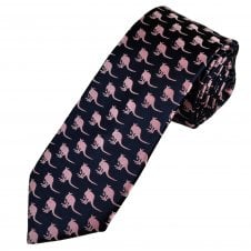 Tresanti Reale Navy Blue with Pink Kangaroo Designer Silk Men's Novelty Tie