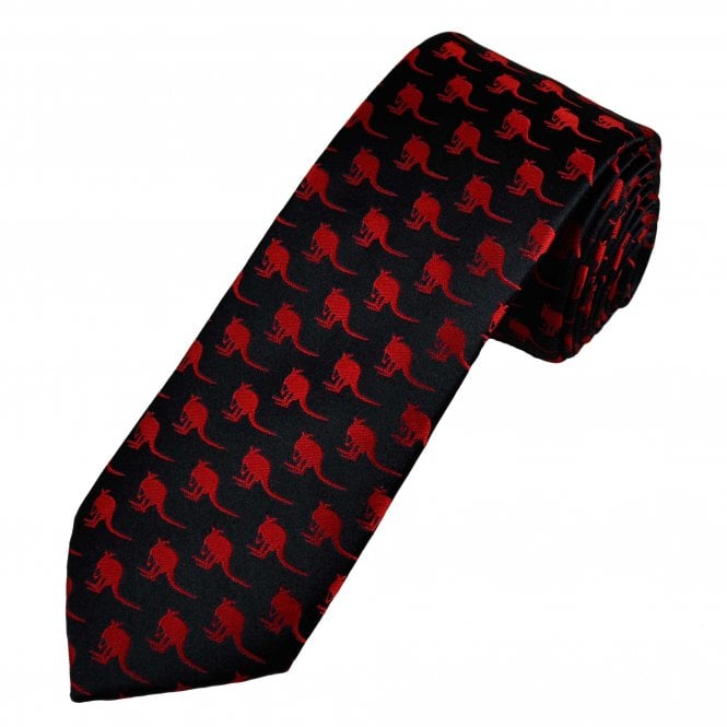 Tresanti Reale Navy Blue with Red Kangaroo Designer Silk Men's Novelty Tie