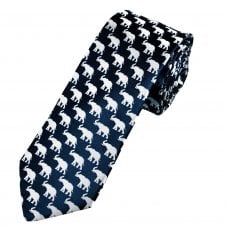 Tresanti Reale Navy Blue with Silver Elephant Men's Silk Designer Tie