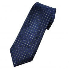 Tresanti Reale Navy Blue with Silver Flower Pattern & Lime Green Dots Silk Men's Designer Tie