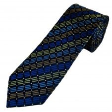 Tresanti Reale Navy, Gold, Copper, Royal, Light Blue & White Patterned Men's Silk Designer Tie