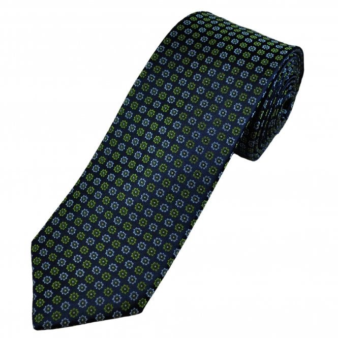 Tresanti Reale Navy, Green & Light Blue Patterned Men's Silk Tie