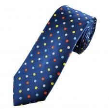 Tresanti Reale Navy, Orange, Yellow & Blue Polka Dot Men's Silk Designer Tie
