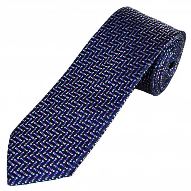 Tresanti Reale Navy, Pink, Blue, Copper & Silver Zig Zag Pattern Men's Silk Designer Tie