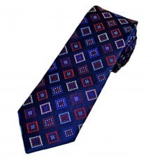 Tresanti Reale Navy, Red, Blue, Pink & Silver Diamond Pattern Men's Silk Designer Tie