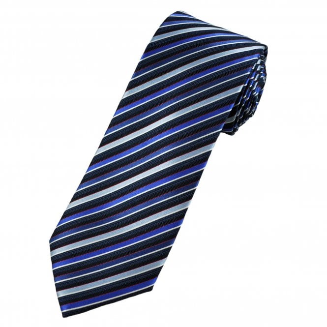Tresanti Reale Navy, Royal Blue, Blue & White Striped Silk Men's Designer Tie