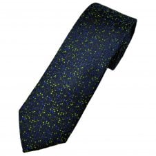 Tresanti Reale Navy, Royal Blue, Bright Green & Brown Spots Pattern Men's Silk Tie