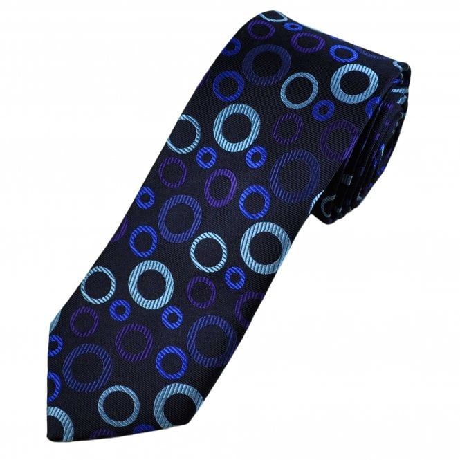 Tresanti Reale Navy with Blue & Purple Circle Pattern Silk Men's Designer Tie