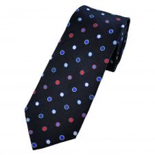 Tresanti Reale Navy with Shades of Blue, Red & White Dot Pattern Silk Men's Designer Tie