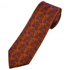 Tresanti Reale Orange, Fuchsia Pink & Royal Blue Flower Patterned Men's Silk Tie