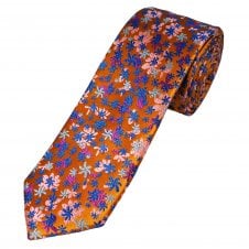 Tresanti Reale Orange, Royal Blue, Pink, Grey & Fuchsia Pink Patterned Men's Silk Tie