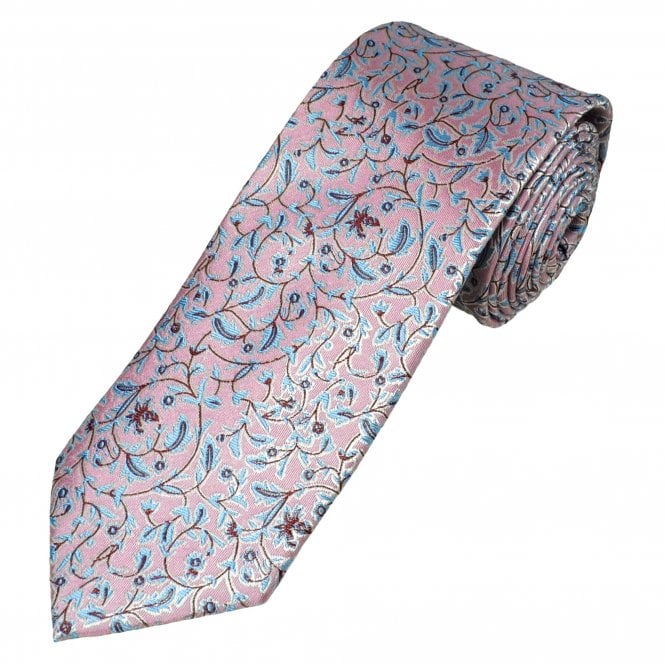 Tresanti Reale Pink, Light Blue, Burgundy & White Patterned Men's Silk Tie
