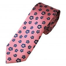 Tresanti Reale Pink & Navy Blue Flower Patterned Men's Silk Tie