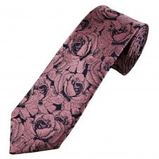 Tresanti Reale Pink & Navy Blue Roses Patterned Men's Silk Tie