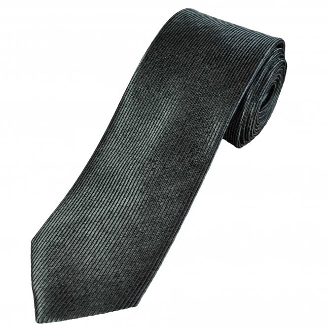 Tresanti Reale Plain Grey Vertical Rib Silk Designer Tie