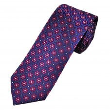 Tresanti Reale Plum Purple, Pink & Raspberry Red Flower Pattern Men's Silk Tie