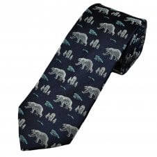 Tresanti Reale Polar Bear Navy Blue Luxury Silk Men's Tie