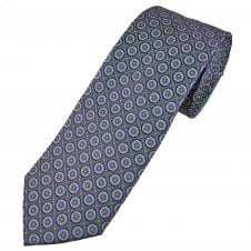 Tresanti Reale Purple, Silver Grey & Lime Green Circle Pattern Men's Silk Tie