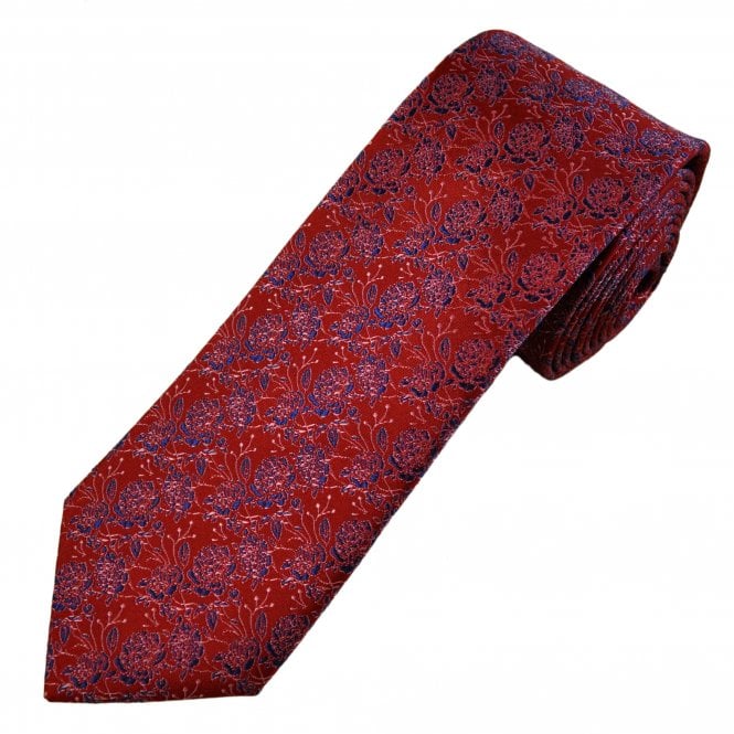 Tresanti Reale Red & Blue Floral Pattern Men's Silk Designer Tie