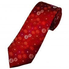 Tresanti Reale Red, Brown, Orange, Silver & Fuchsia Flower & Butterfly Patterned Men's Silk Tie