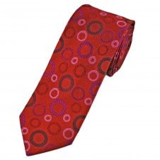 Tresanti Reale Red, Burgundy, Fuchsia & Baby Pink Circle Pattern Men's Silk Tie