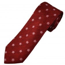 Tresanti Reale Red, Burgundy, Pink & Silver Flower Pattern Men's Silk Tie