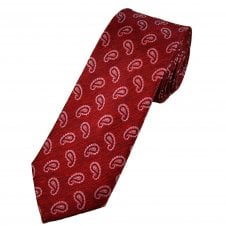 Tresanti Reale Red, Burgundy, Pink & Silver Paisley Pattern Men's Silk Tie