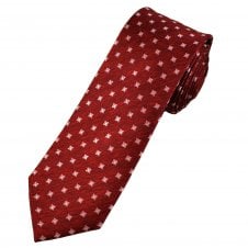 Tresanti Reale Red, Burgundy, Pink & Silver Square Pattern Men's Silk Tie
