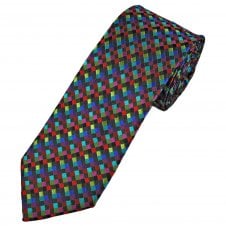Tresanti Reale Red, Fuchsia PInk, Purple, Turquoise, Royal Blue, Sage Green & Navy Diamond Check Men's Silk Tie