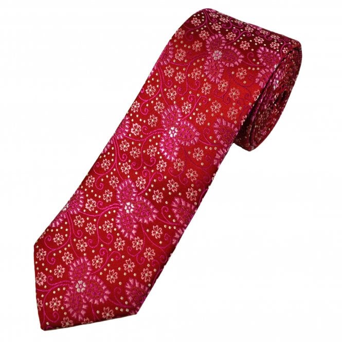 Tresanti Reale Red, Magenta, Pink & Silver Pattern Men's Silk Tie