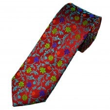 Tresanti Reale Red & Multi Coloured Floral Pattern Men's Silk Designer Tie