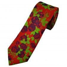 Tresanti Reale Red, Navy Blue & Green Floral Pattern Men's Silk Tie