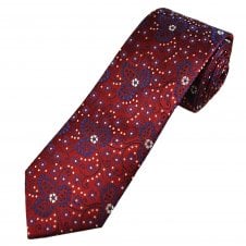 Tresanti Reale Red, Navy Blue & White Pattern Men's Silk Tie