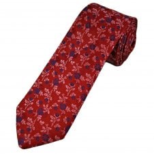 Tresanti Reale Red, Pink & Navy Blue Flower Pattern Men's Silk Tie
