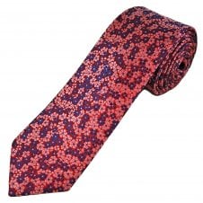 Tresanti Reale Red, Pink & Navy Blue Flower Pattern Men's Silk Tie