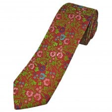 Tresanti Reale Red, Pink, Navy Blue, Turquoise & Lime Green Flower Pattern Men's Silk Tie