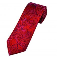 Tresanti Reale Red, Pink & Purple Paisley Patterned Men's Silk Tie