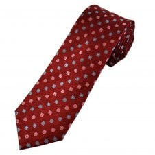 Tresanti Reale Red, Pink, Sky Blue & Silver Flower Pattern Men's Silk Tie