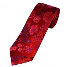 Tresanti Reale Red, Purple & Cerise Pink Flower Patterned Men's Silk Tie