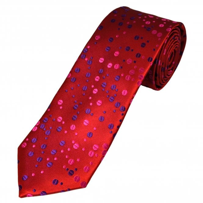 Tresanti Reale Red, Purple & Fuchsia Pink Coffee Bean Patterned Men's Silk Tie