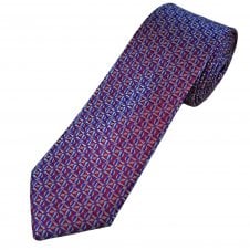 Tresanti Reale Red, Royal Blue & Light Blue Geometric Pattern Men's Silk Tie