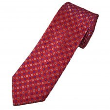 Tresanti Reale Red, Royal Blue & Silver-Grey Pattern Men's Silk Tie