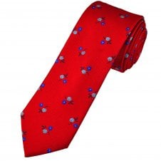 Tresanti Reale Red, Royal Blue, Sky Blue & Navy Floral Pattern Men's Silk Tie